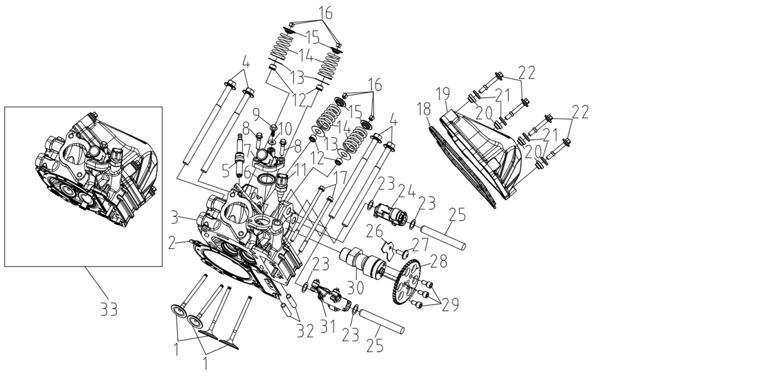 CYLINDER HEAD  Rear cylinder
