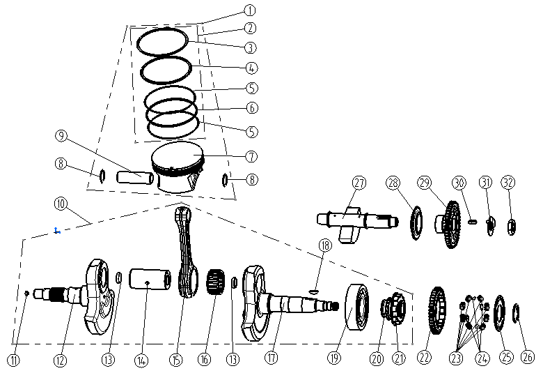 CRANKSHAFT AND CONNECTING ROD SET