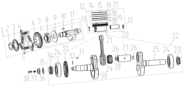 CRANKSHAFT AND CONNECTING ROD SET