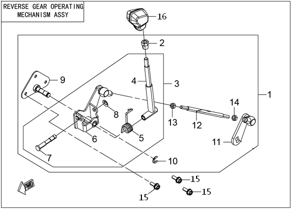 REVERSE GEAR OPERATING MECHANISM ASSY