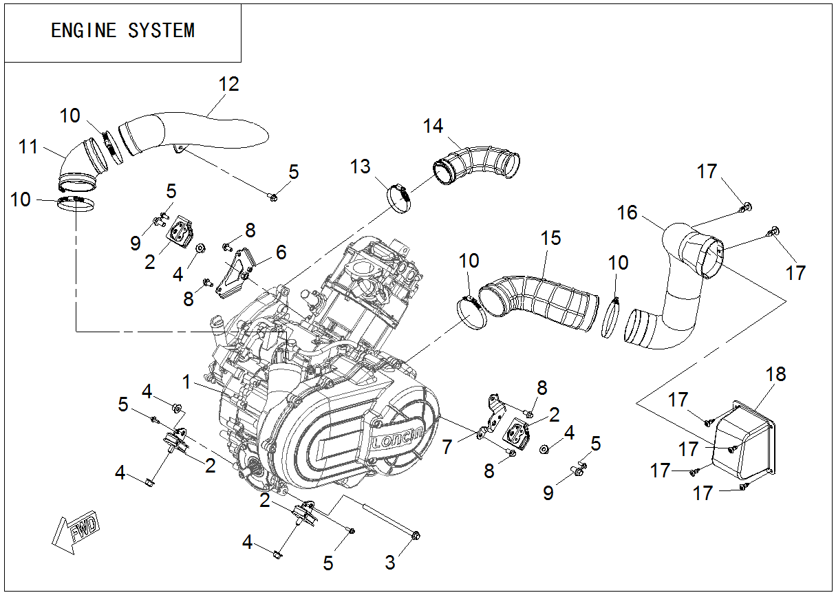 ENGINE & AIR INLET AND EXHAUST TUBE