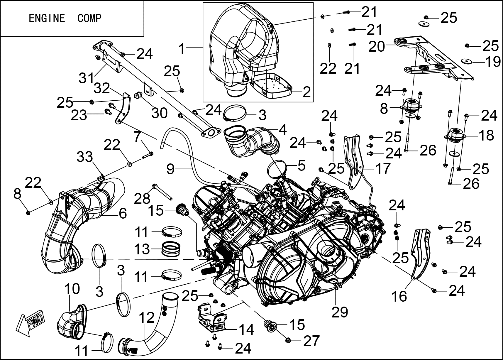ENGINE ASSEMBLY AND ACCESSORIES