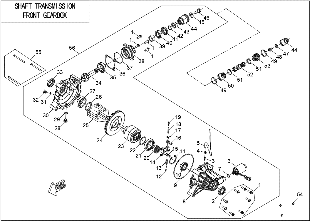 SHAFT TRANSMISSION FRONT GEARBOX