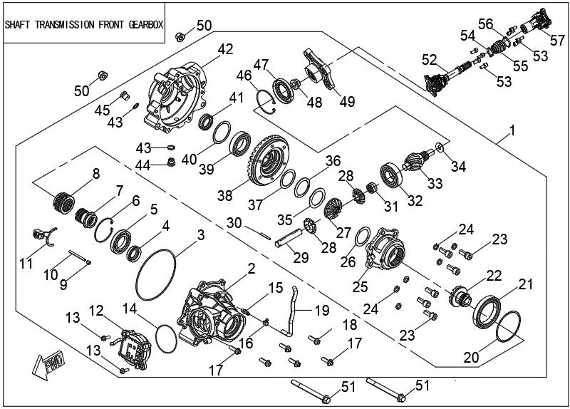 SHAFT TRANSMISSION FRONT GEARBOX