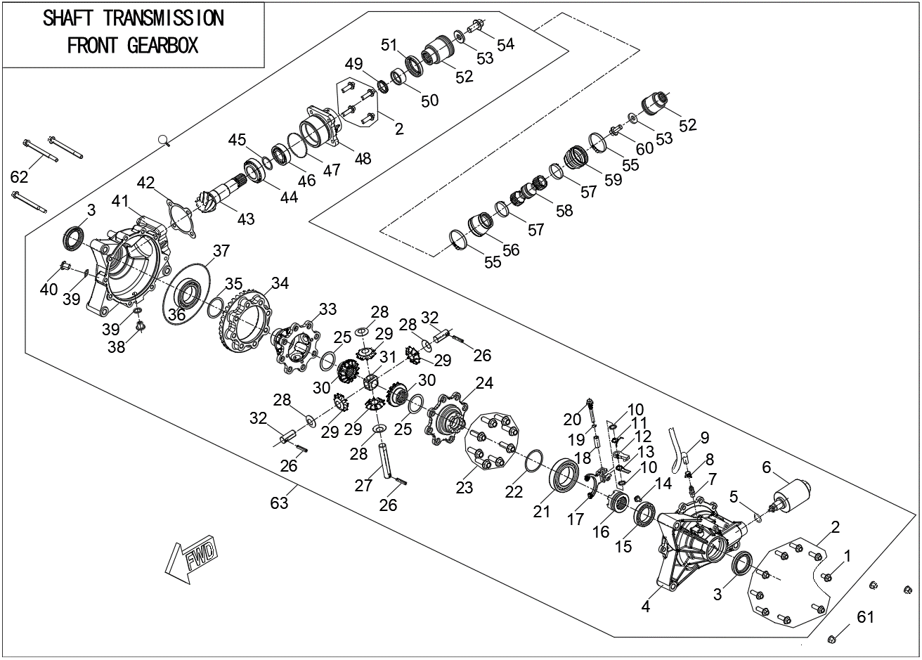 SHAFT TRANSMISSION FRONT GEARBOX