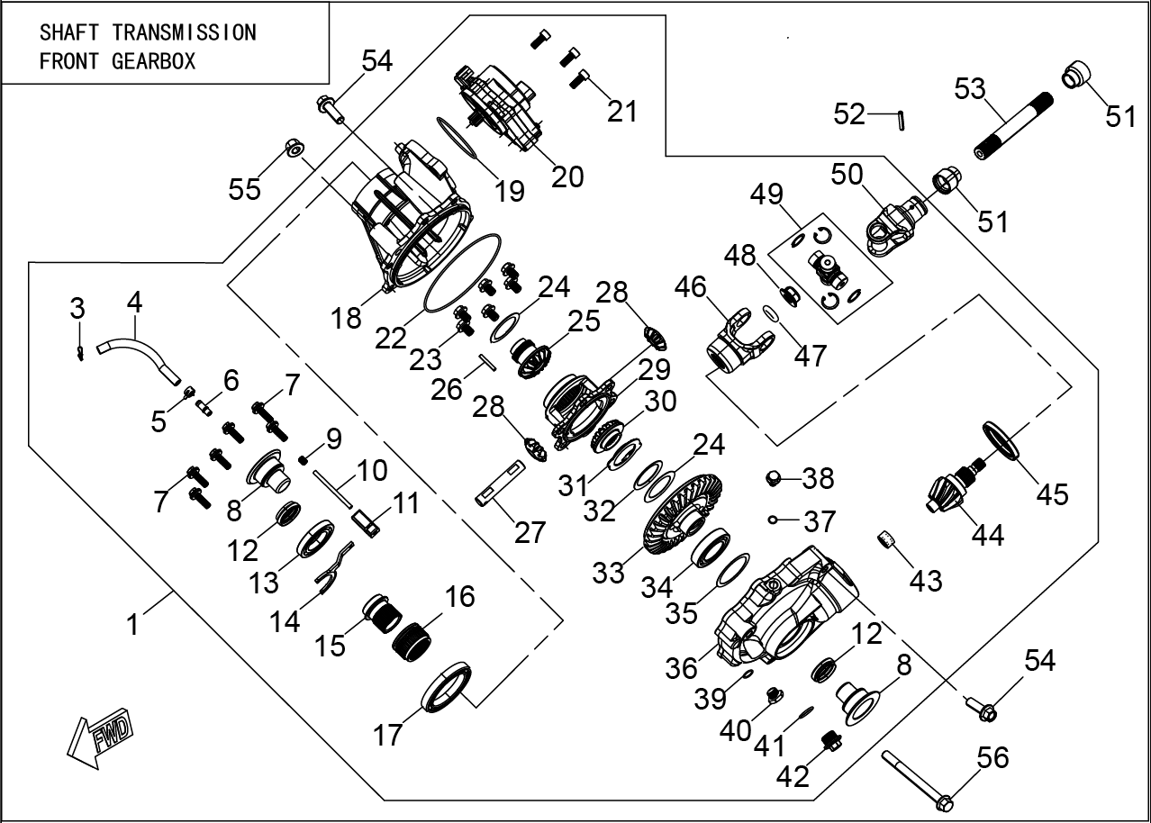 SHAFT TRANSMISSION FRONT GEARBOX
