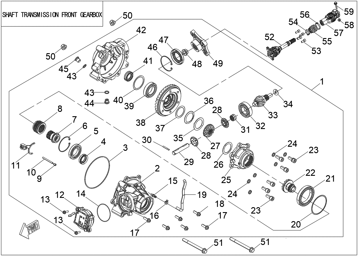 SHAFT TRANSMISSION FRONT GEARBOX