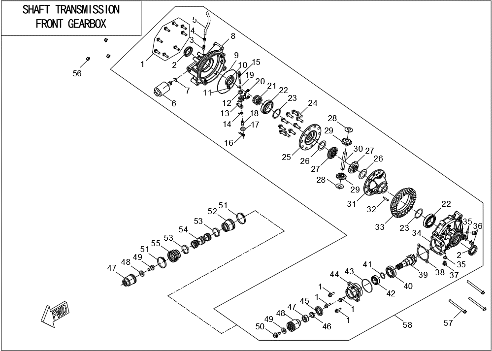 SHAFT TRANSMISSION FRONT GEARBOX