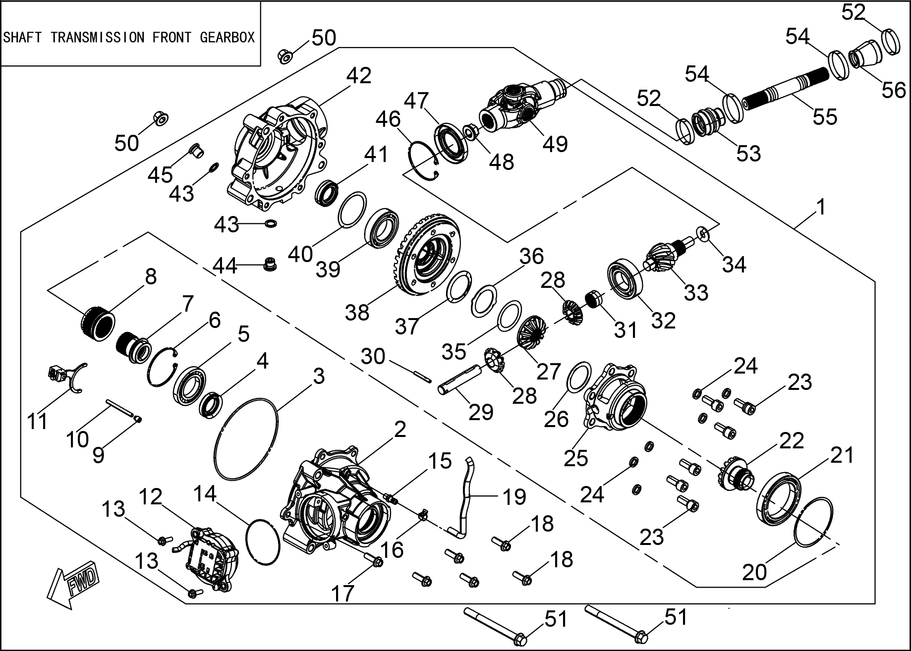 SHAFT TRANSMISSION FRONT GEARBOX