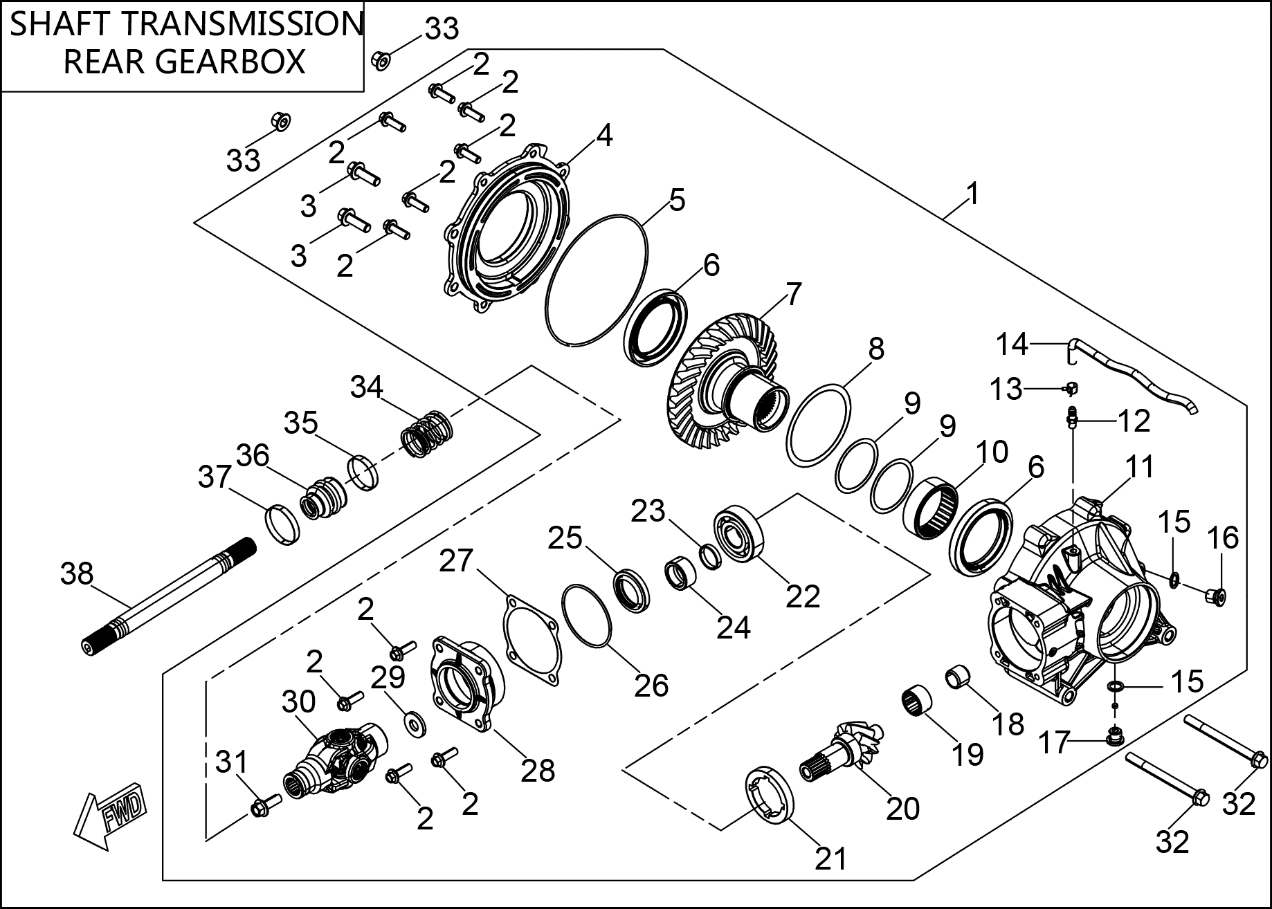 SHAFT TRANSMISSION REAR GEARBOX