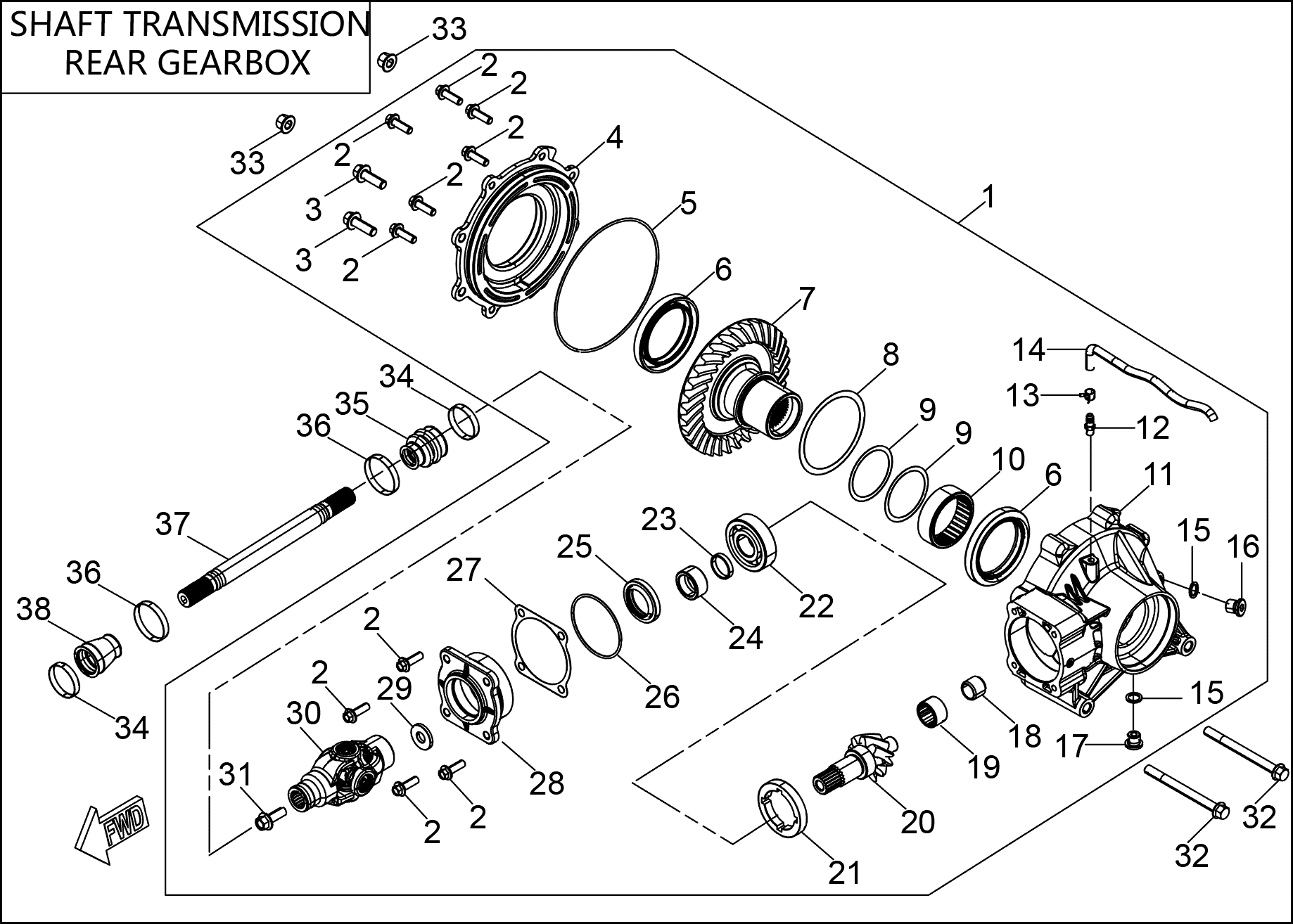 SHAFT TRANSMISSION REAR GEARBOX