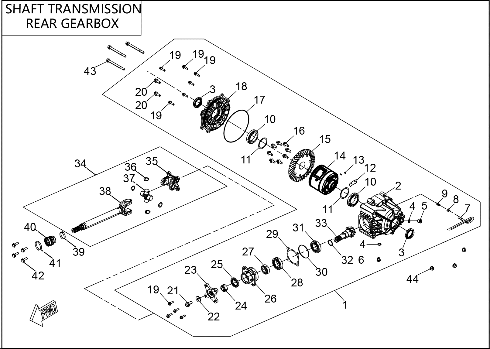 SHAFT TRANSMISSION REAR GERBOX