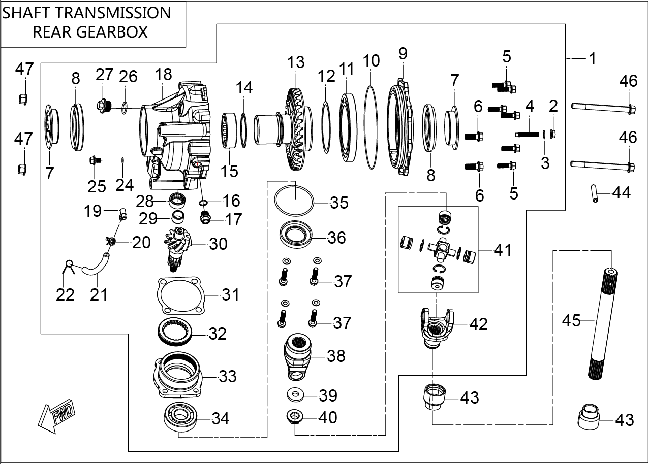 SHAFT TRANMISSION REAR GEARBOX