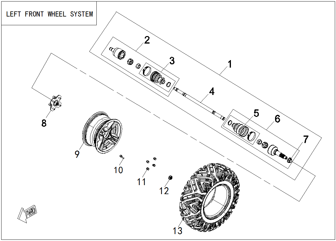 LEFT FRONT WHEEL SYSTEM