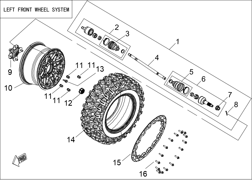 LEFT FRONT WHEEL SYSTEM