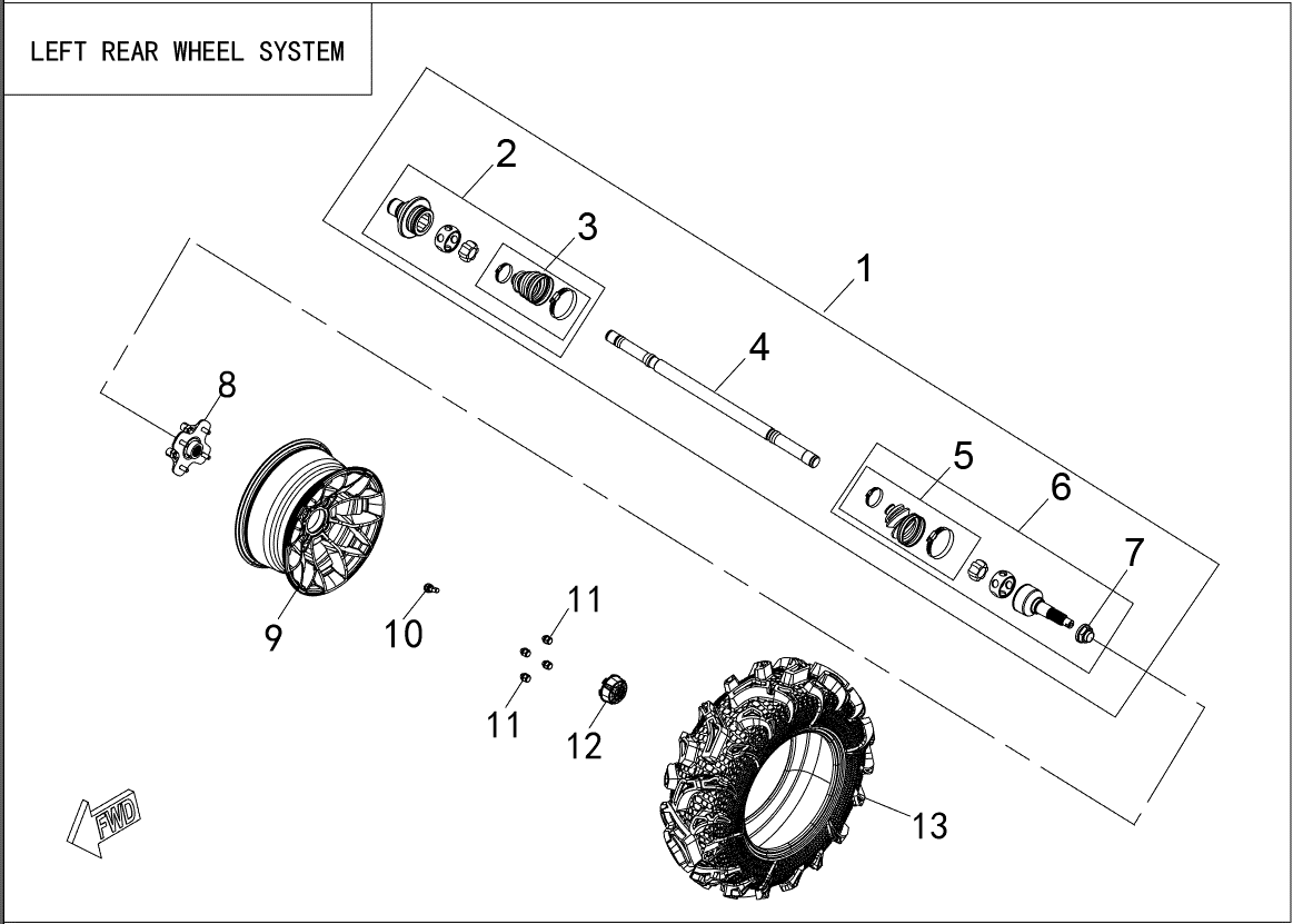 LEFT REAR WHEEL SYSTEM