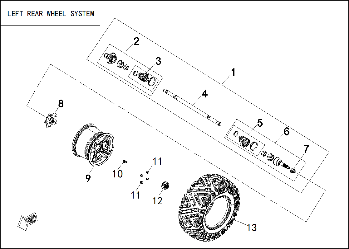 LEFT REAR WHEEL SYSTEM