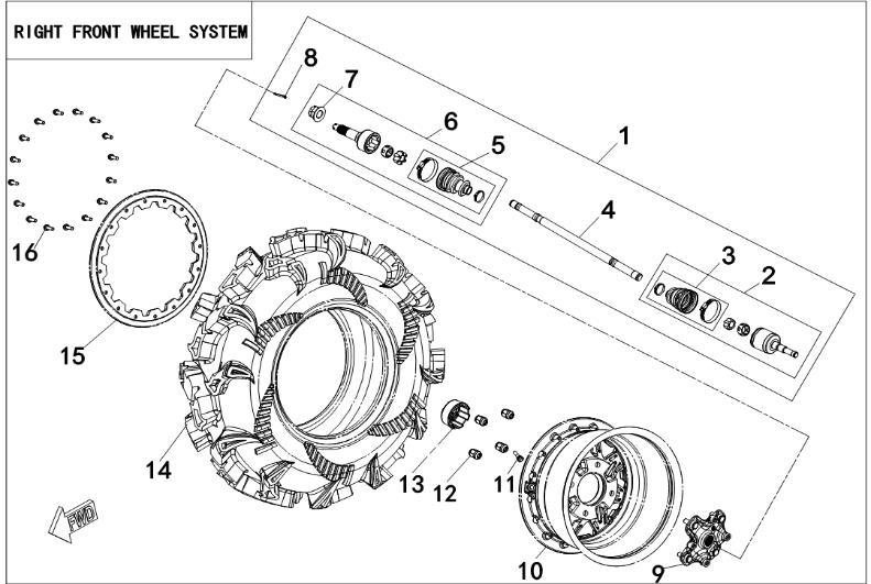 RIGHT FRONT WHEEL SYSTEM